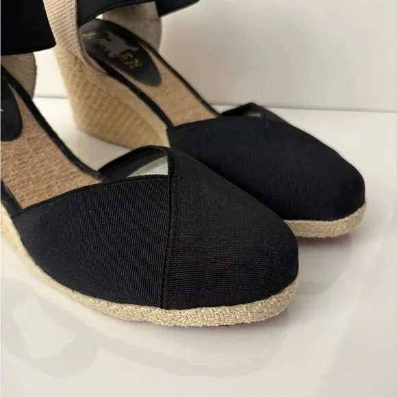 Ralph Lauren Black and Tan Espadrille Wedges - Picture 6 of 10
